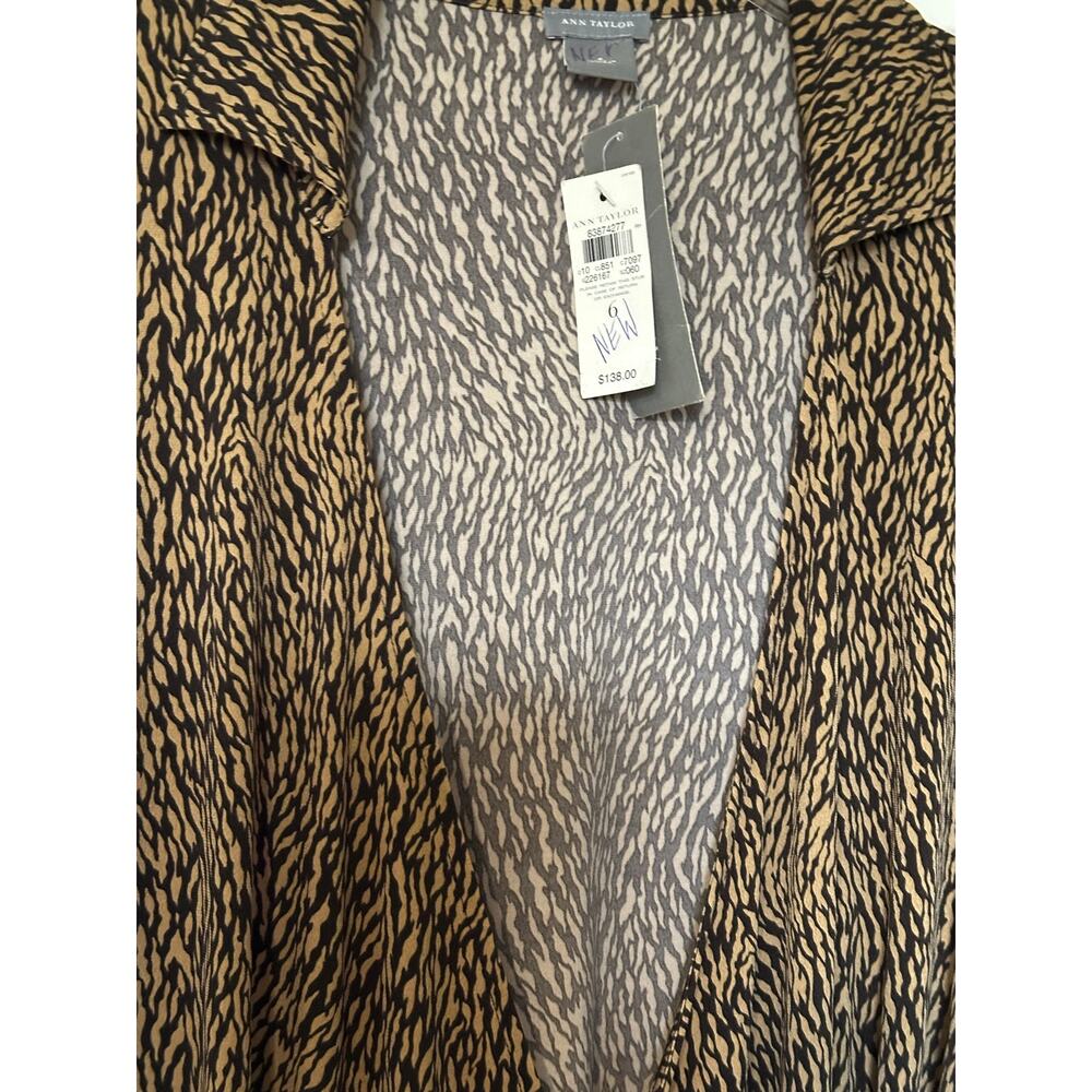 Ann Taylor Leopard Printed Waist Tie Wrap Dress Brown Women's Size 6 NWT $138 - Picture 6 of 11